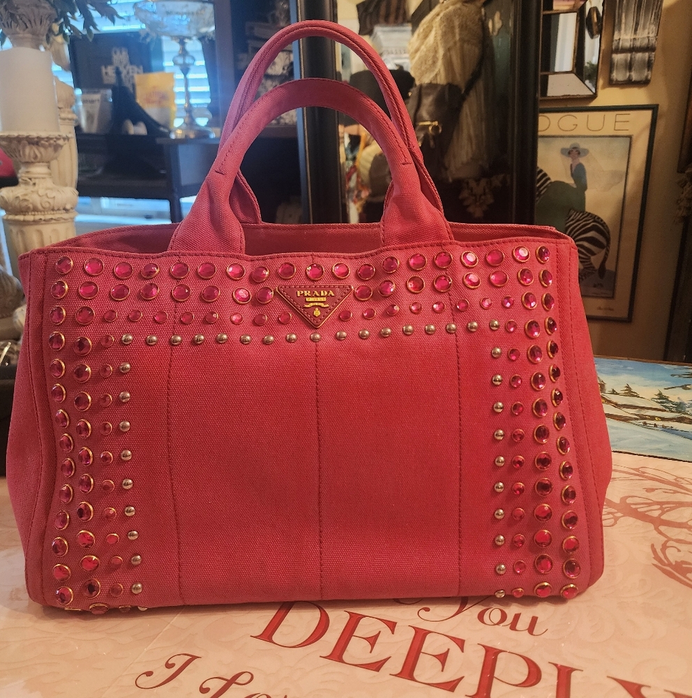 Prada Pink Studded Authentic Tote Bag